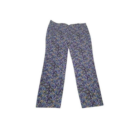 Ann Taylor Chelsea Crop Mid Rise Pants Women's 8 Purple Green Side Zip H19.1 - Picture 2 of 11